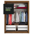 Clóset Soltero 117 cm 2 Puertas Corredizas Con 1 Espejo 4 Cajones Marrón Dallas Madesa