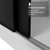 Clóset Soltero Denver 2 Puertas Corredizas Blanco/Negro