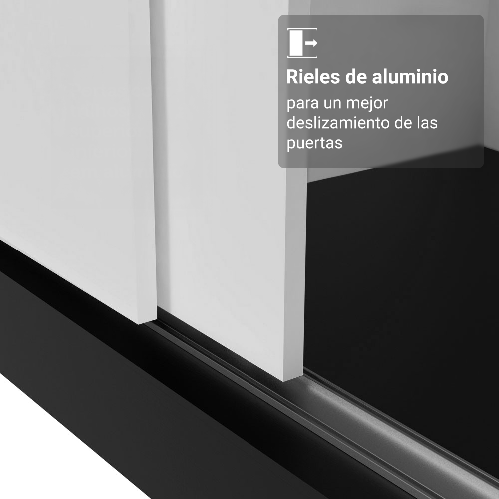 Clóset Soltero Denver 2 Puertas Corredizas Negro/Blanco