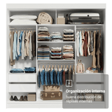 Closet Matrimonial 3 Puertas Corredizas 1 Con Espejo Blanco/Marrón Reno
