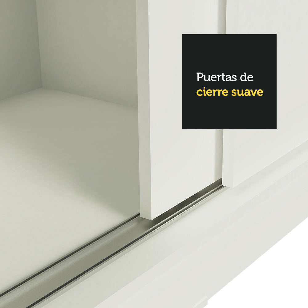 Clóset Soltero Tokio 2 Puertas Correderas con Espejo 2 Cajones Blanco
