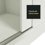Clóset Soltero Tokio 2 Puertas Correderas con Espejo 2 Cajones Blanco