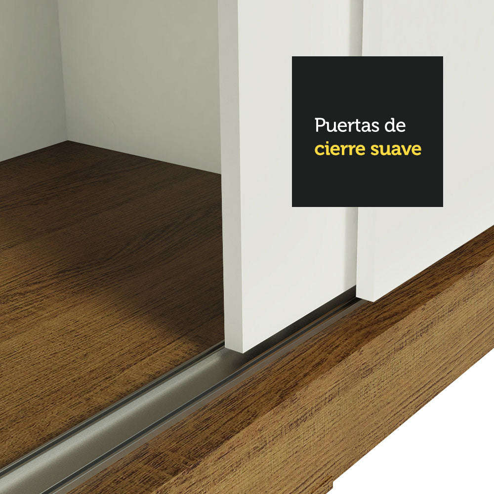 Clóset Soltero Tokio 2 Puertas Correderas con Espejos 2 Cajones Marrón/Blanco