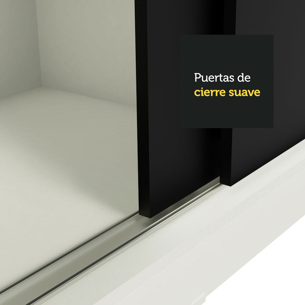 Clóset Soltero Tokio 2 Puertas Correderas 2 Cajones Blanco/Negro