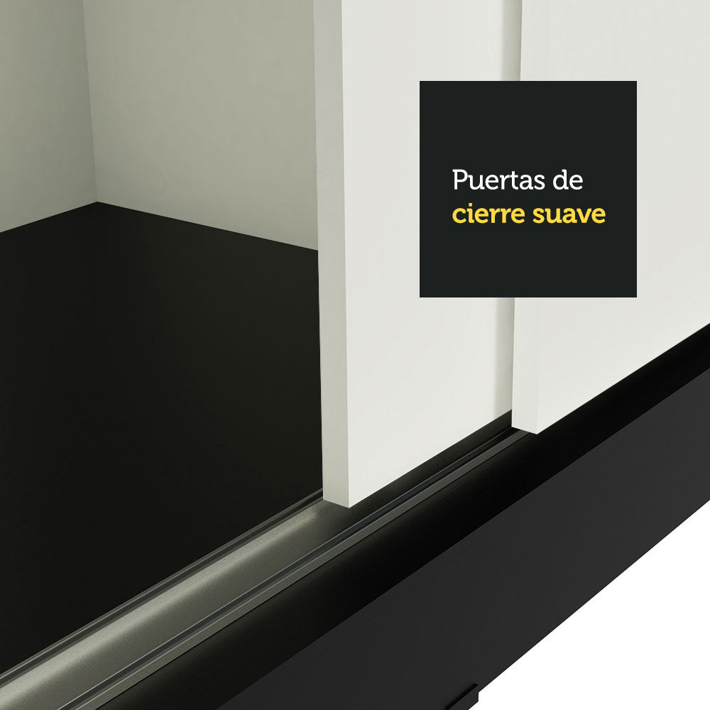 Clóset Soltero Tokio 2 Puertas Correderas 2 Cajones Negro/Blanco