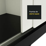 Clóset Soltero Tokio 2 Puertas Correderas 2 Cajones Negro/Blanco