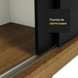 Clóset Soltero Tokio 2 Puertas Correderas con Espejo 2 Cajones Marrón/Negro