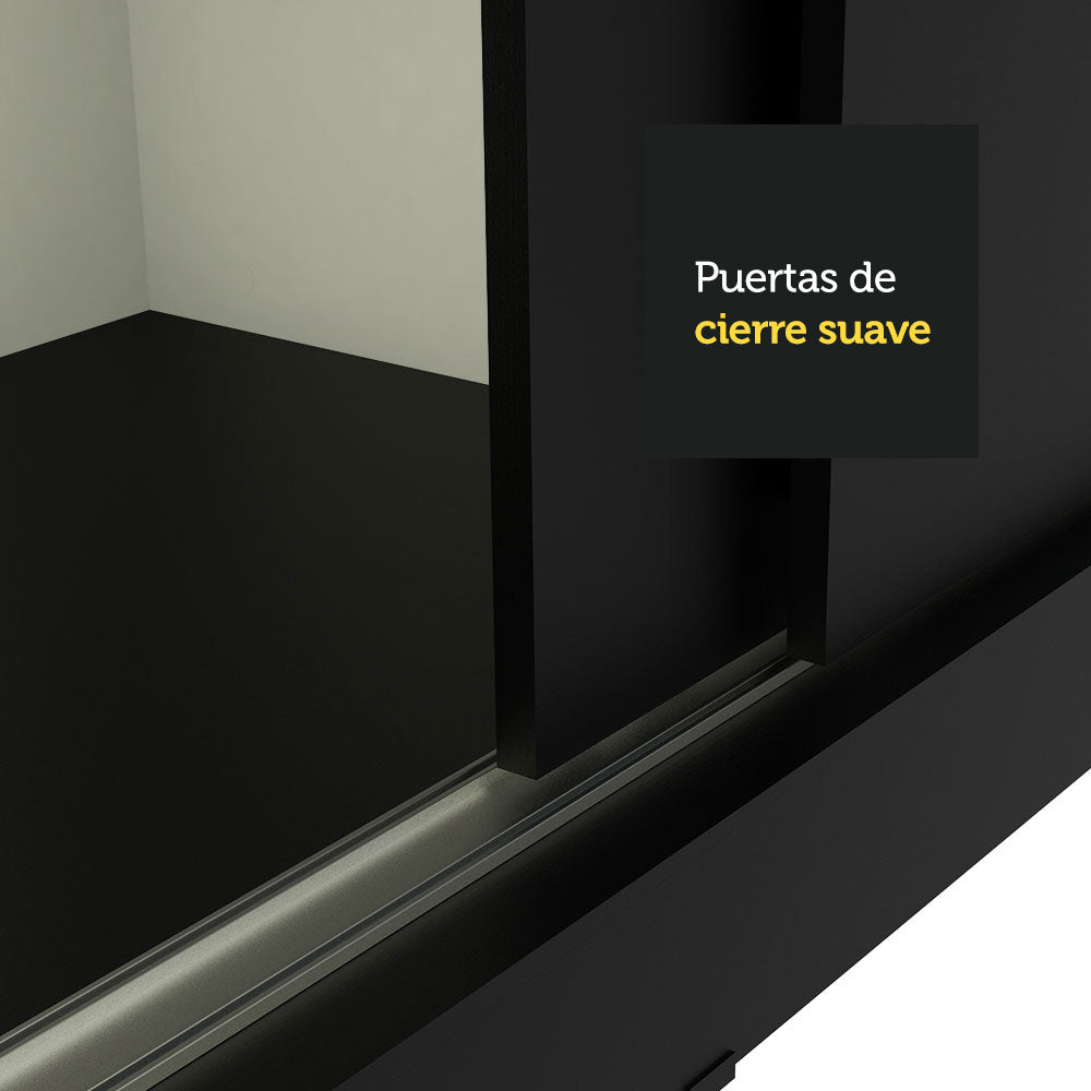 Clóset Soltero Tokio 2 Puertas Correderas 2 Cajones Negro