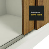 Clóset Soltero Tokio 2 Puertas Correderas con Espejos 2 Cajones Blanco/Marrón