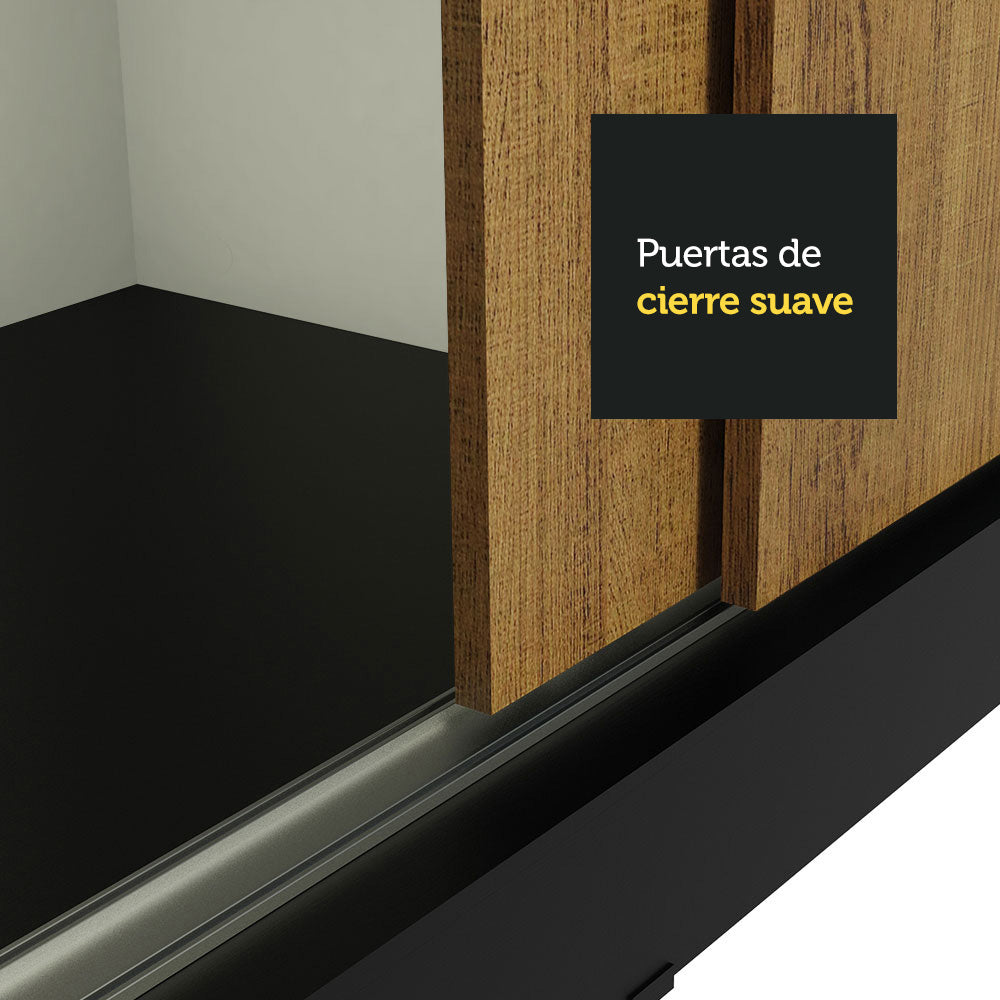Clóset Soltero Tokio 2 Puertas Correderas 2 Cajones Negro/Marrón
