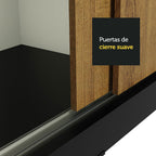 Clóset Soltero 109 cm 2 Puertas Corredizas Con 1 Espejo 2 Cajones Negro/Marrón Tokio Madesa