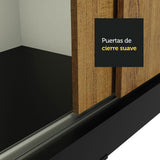 Clóset Soltero Tokio 2 Puertas Correderas con Espejo 2 Cajones Negro/Marrón