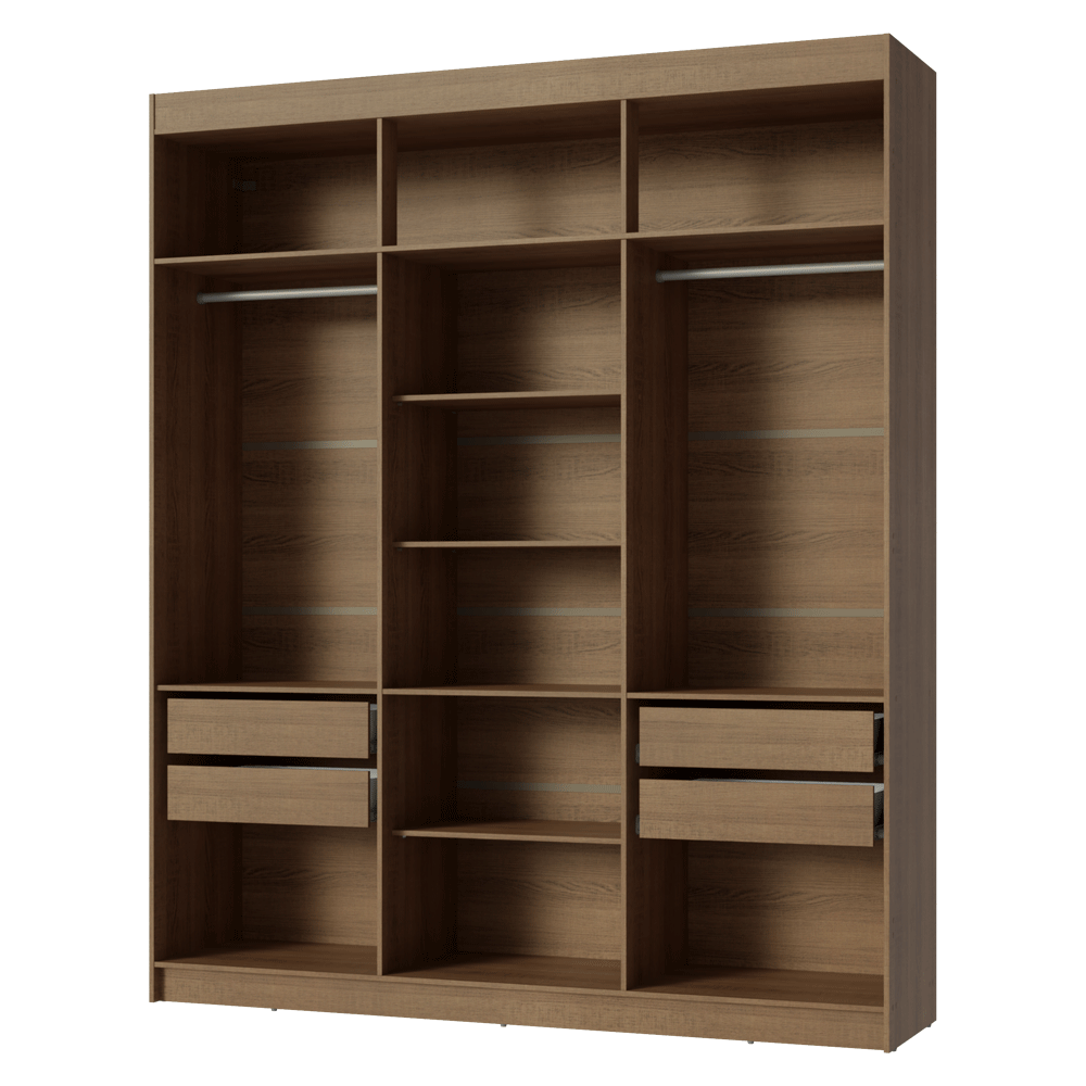 Clóset Matrimonial Venus 180 cm Sin Puertas 4 Cajones Marrón