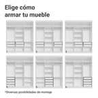 Clóset Matrimonial 180 cm 6 Puertas Con 2 Espejos Blanco/Negro Venus Madesa