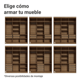 Clóset Matrimonial Venus 6 Puertas Batientes Marrón/Negro/Negro