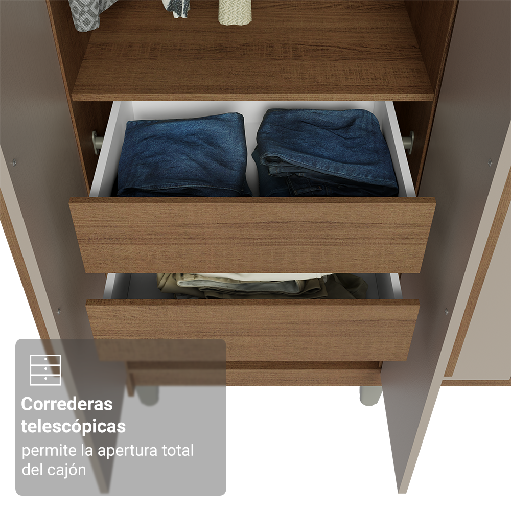 Clóset Matrimonial Venus 8 Puertas Batientes Con Patas Marrón/Crema/Marrón