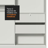Clóset Soltero 2 Puertas Corredizas Espejo 2 Cajones Blanco Max