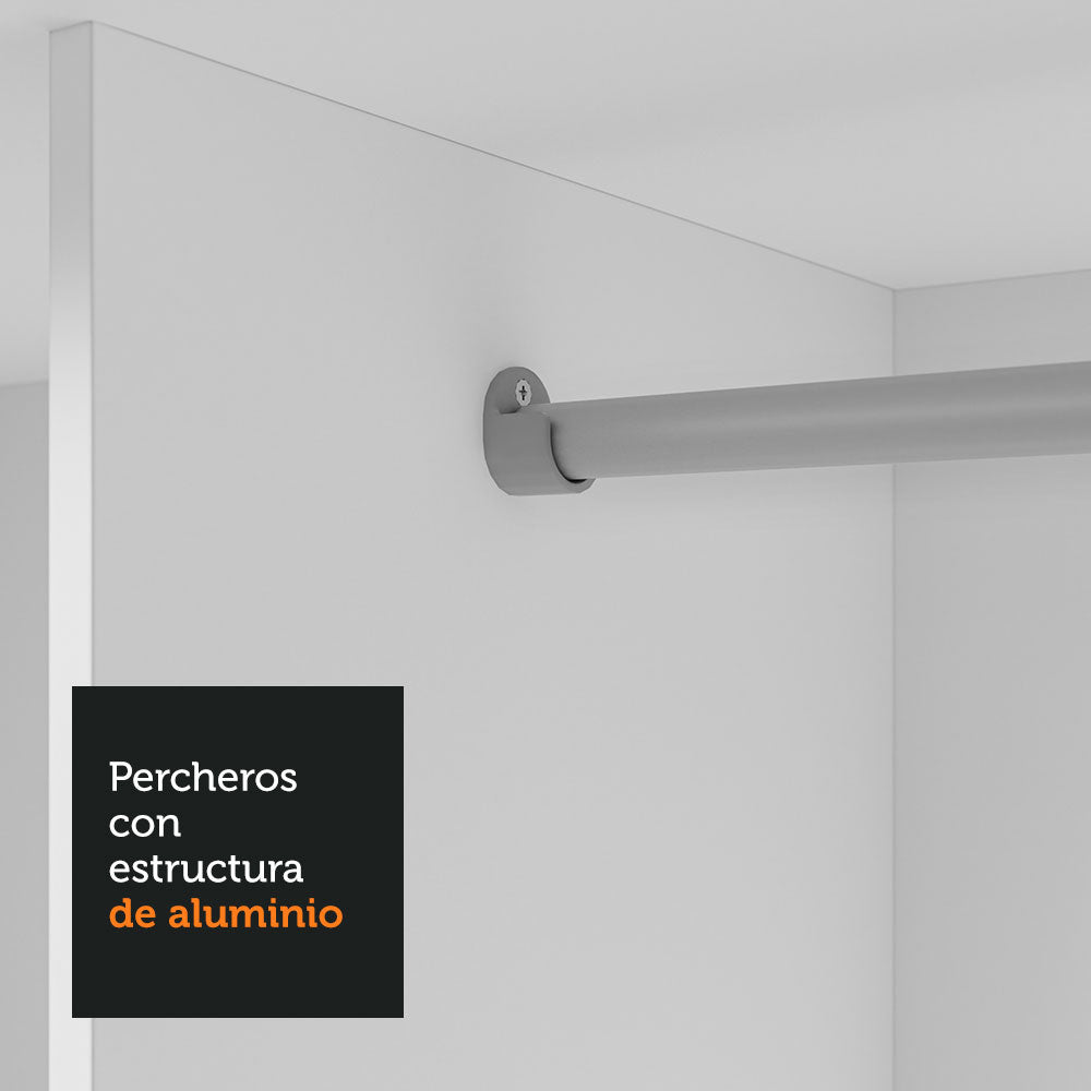 Clóset Matrimonial 170 cm 3 Puertas Corredizas 4 Cajones Con 1 Espejo Blanco Sublime Madesa