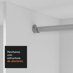 Clóset Matrimonial 170 cm 3 Puertas Corredizas Con 1 Espejo Blanco/Negro Nobre Madesa