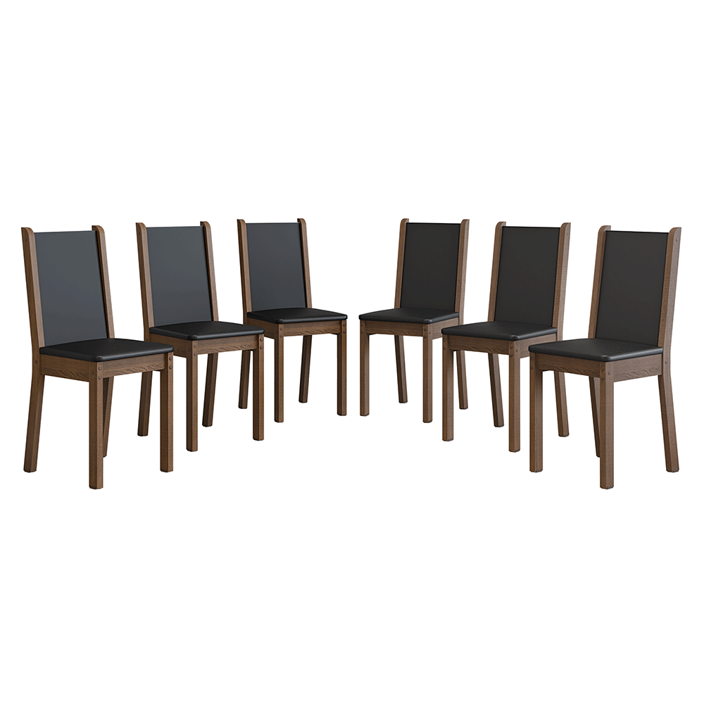 Juego de 6 Sillas para Comedor 4291 Marrón/Negro