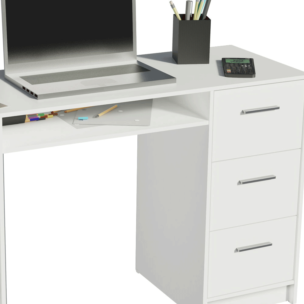 Escritorio 136 cm 3 Cajones 1 Puerta Blanco Madesa