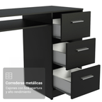 Escritorio 136 cm 3 Cajones 1 Puerta Negro Madesa