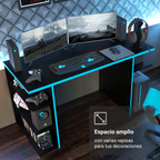 Escritorio Gamer 136 cm Negro/Azul Madesa