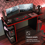 Escritorio Gamer 136 cm Negro/Rojo Madesa