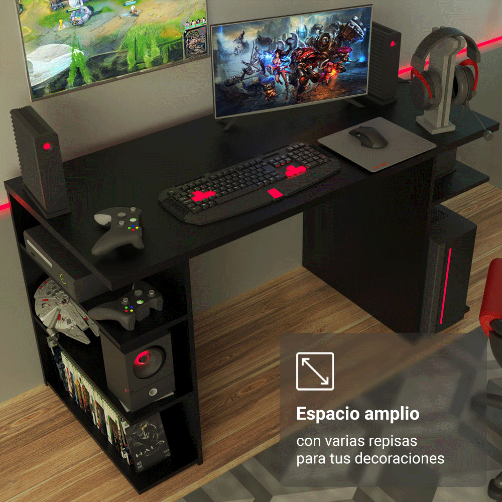 Escritorio Gamer 136 cm Negro Madesa