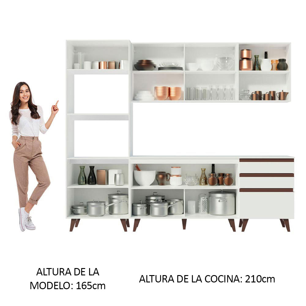 Cocina Compacta 250 cm con Mueble para Horno Blanco Reims Madesa