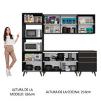 Cocina Compacta 250 cm con Mueble para Horno Negro Reims Madesa