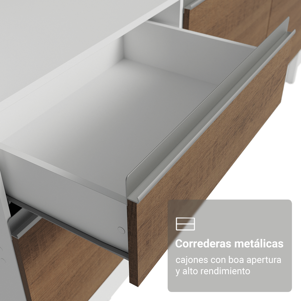 Cocina Compacta 240 x 52 cm 8 Puertas 1 Cajón con Mueble para Horno Blanco/Marrón Diamante Madesa