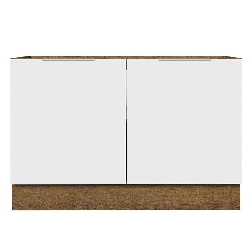 Gabinete Bajo 120 cm 2 Puertas Sin Encimera Marrón/Blanco Stella Madesa