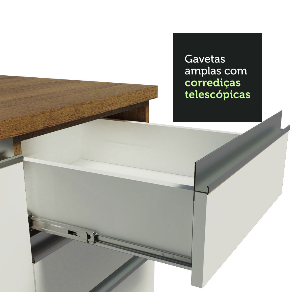 Gabinete Bajo 120 cm 1 Puerta 2 Cajones Marrón/Blanco Glamy Madesa