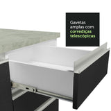 Gabinete Bajo para Tarja 120 x 60 cm 2 Puerta 3 Cajones (Con Encimera) Glamy Blanco/Negro