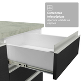 Gabinete Bajo para Fregadero con Accesorios de Cocina 120 x 60 cm 2 Puerta 3 Cajones (Con Encimera) Glamy Blanco/Negro