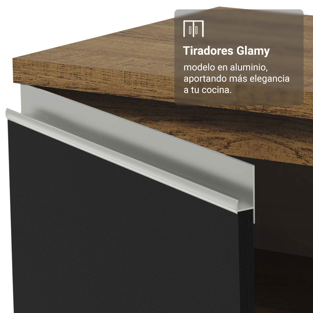 Gabinete Bajo para Fregadero con Accesorios de Cocina 120 x 60 cm 2 Puerta 3 Cajones (Con Encimera) Glamy Marrón/Negro