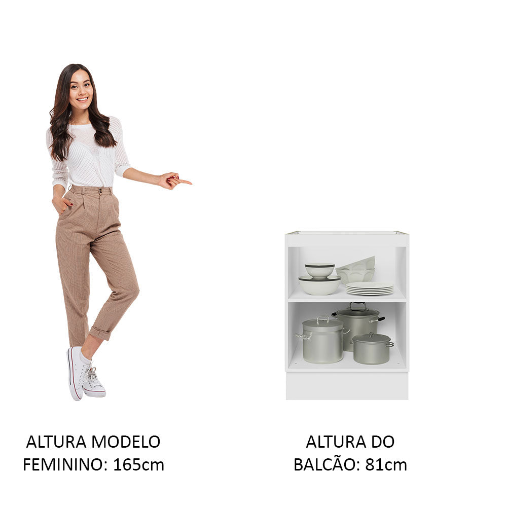 Gabinete Bajo 60 cm 1 Puerta Sin Encimera Blanco/Marrón Glamy Madesa