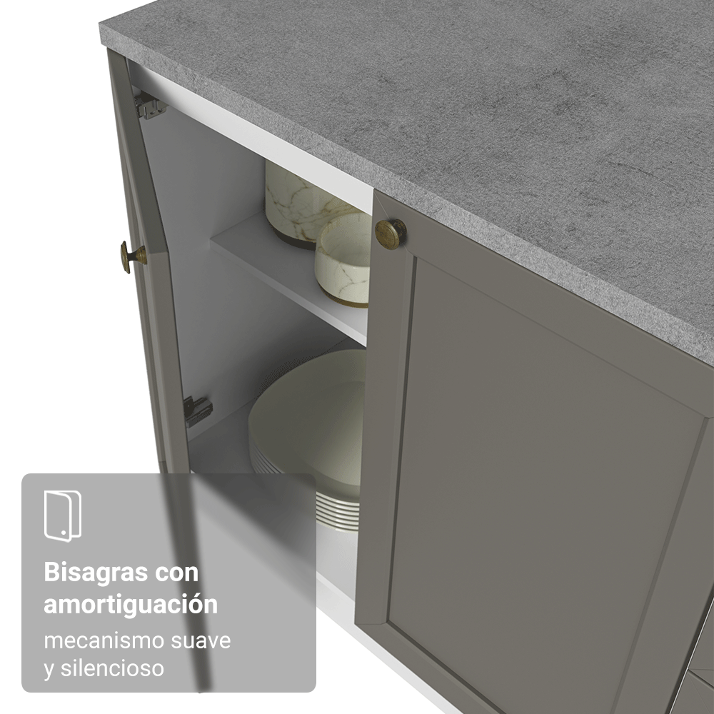 Gabinete Bajo de Cocina 60 x 60 cm 1 Puerta (Con Encimera) Blanco/Gris Vik Madesa