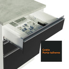 Gabinete Bajo 60 cm 3 Cajones Blanco/Negro Glamy Madesa
