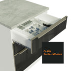 Gabinete Bajo 60 cm 3 Cajones Sin Encimera Blanco/Negro Lux Madesa