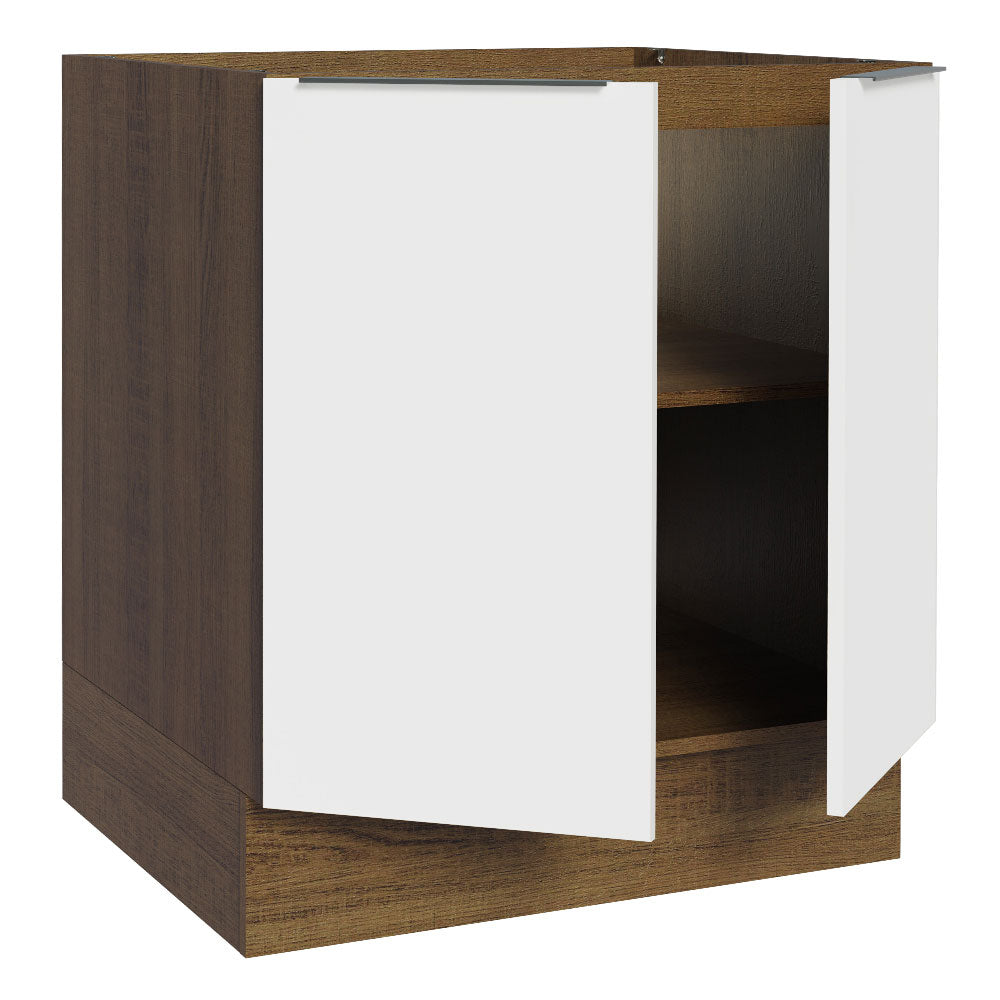 Gabinete Bajo 70 cm 2 Puertas Sin Encimera Marrón/Blanco Stella Madesa