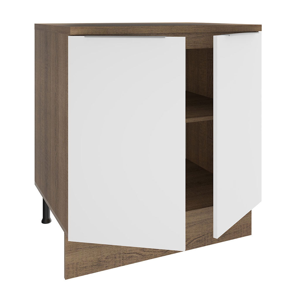 Gabinete Bajo 70 cm 2 Puertas Marrón/Blanco Stella Madesa