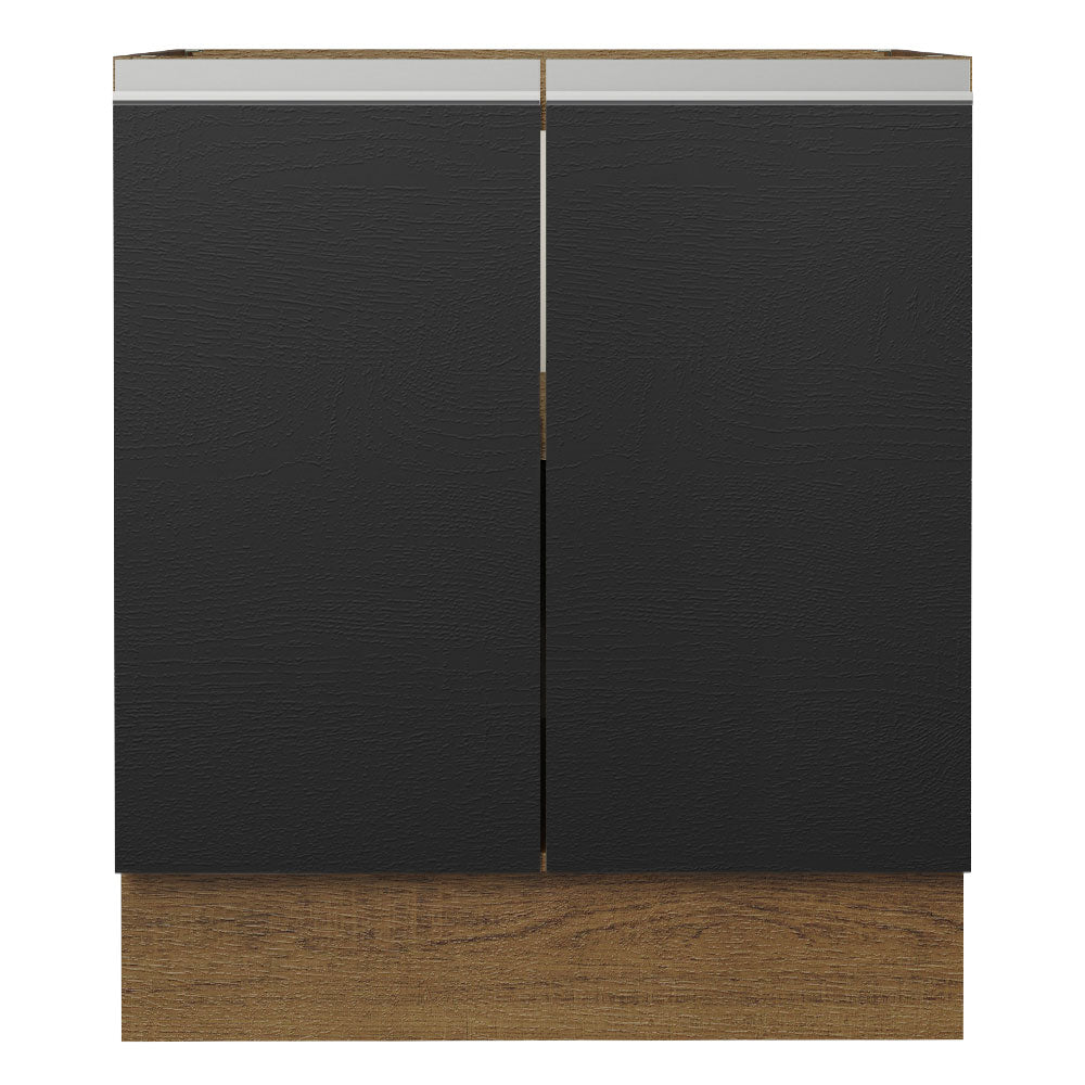 Gabinete Bajo 70 cm 2 Puertas Sin Encimera Marrón/Negro Glamy Madesa