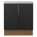 Gabinete Bajo 70 cm 2 Puertas Sin Encimera Marrón/Negro Glamy Madesa