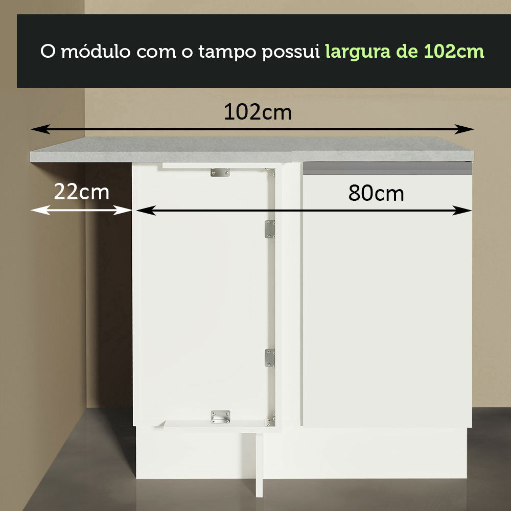 Gabinete Bajo Esquinero 80 cm 1 Puerta Sin Encimera Blanco Glamy Madesa
