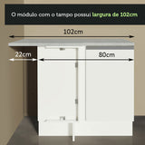 Gabinete Bajo de Esquina de Cocina 60 de Profundidad con 1 Puerta (Sin Encimera) Glamy Blanco