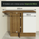 Gabinete Bajo de Esquina de Cocina 60 de Profundidad con 1 Puerta (Sin Encimera) Glamy Marrón/Blanco