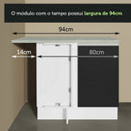 Gabinete Bajo Esquinero 80 cm 1 Puerta Sin Encimera Blanco/Negro Glamy Madesa