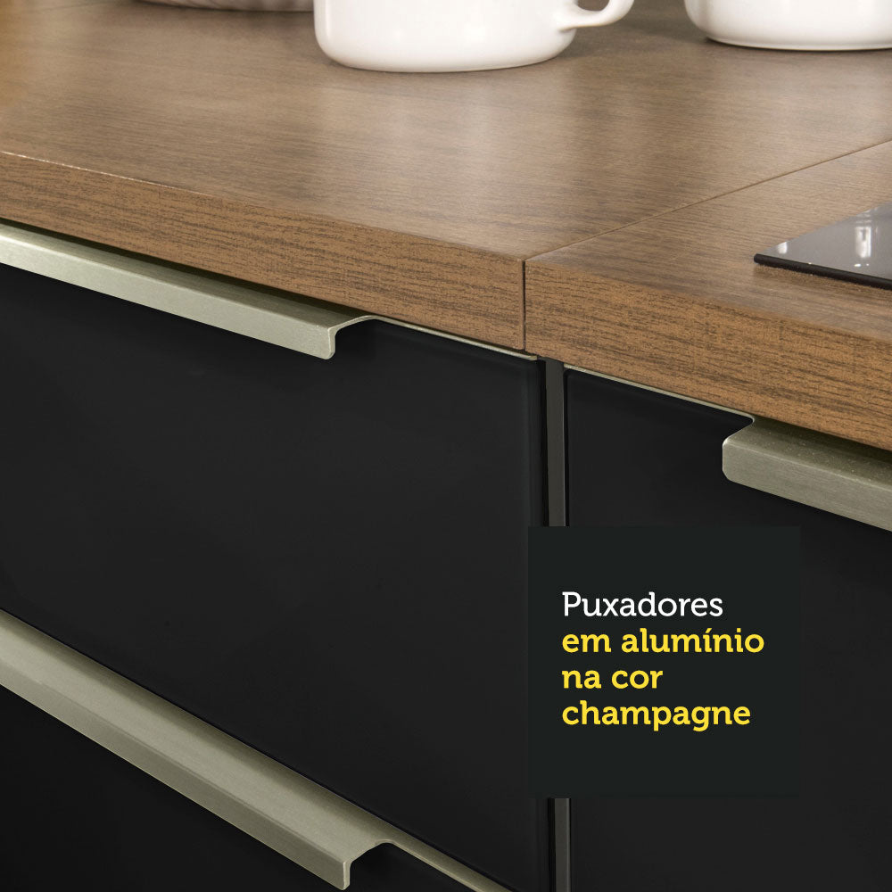 Gabinete Bajo de Esquina de Cocina con 1 Puerta Lux Marrón/Negro